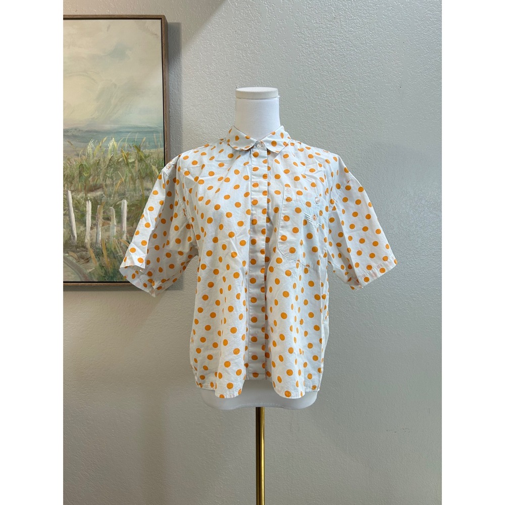 Dockers Levi Strauss Orange Polka Dot Short Sleeve Button Down Shirt Womens